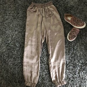 Taupe Satin Joggers